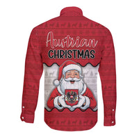 Austria Christmas Long Sleeve Button Shirt Santa Is Favorite Austrian - Wonder Print Shop