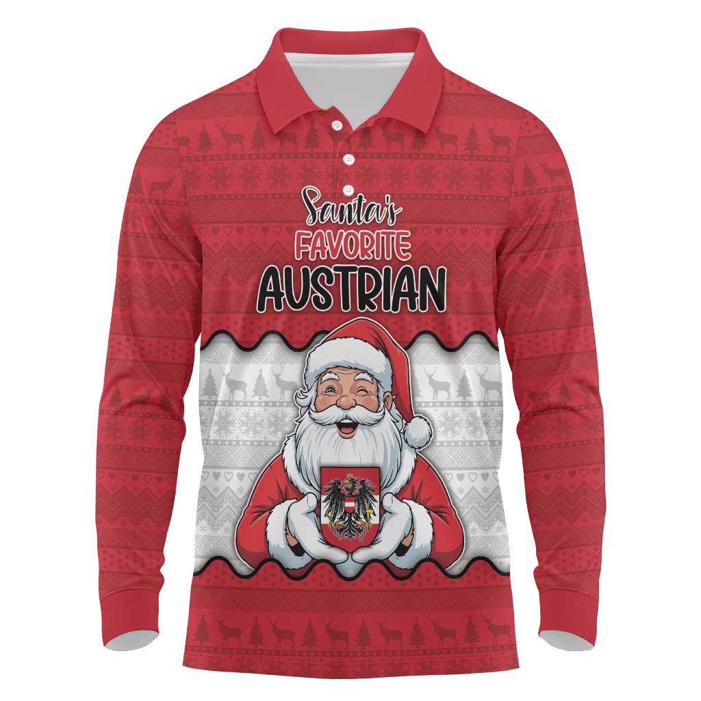 Austria Christmas Long Sleeve Polo Shirt Santa Is Favorite Austrian - Wonder Print Shop