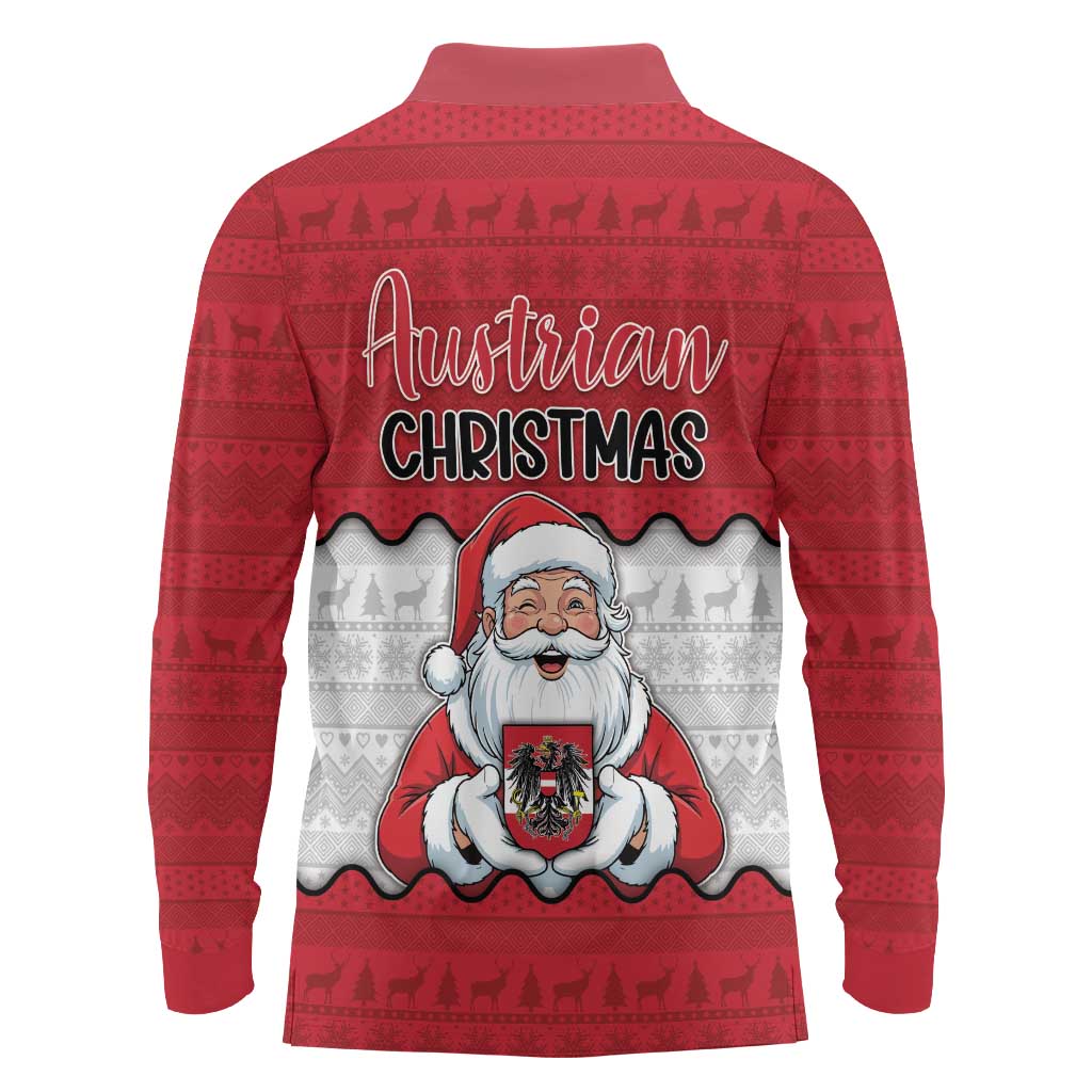 Austria Christmas Long Sleeve Polo Shirt Santa Is Favorite Austrian - Wonder Print Shop