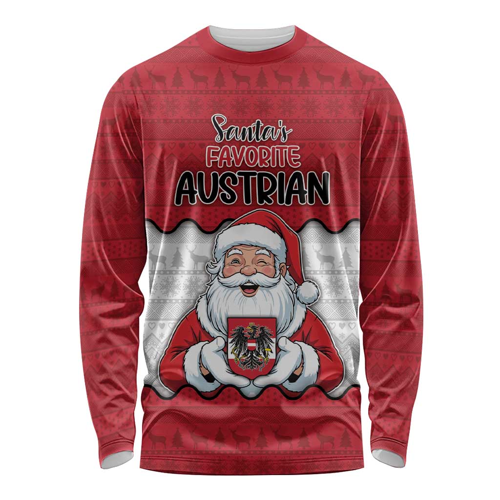 Austria Christmas Long Sleeve Shirt Santa Is Favorite Austrian - Wonder Print Shop