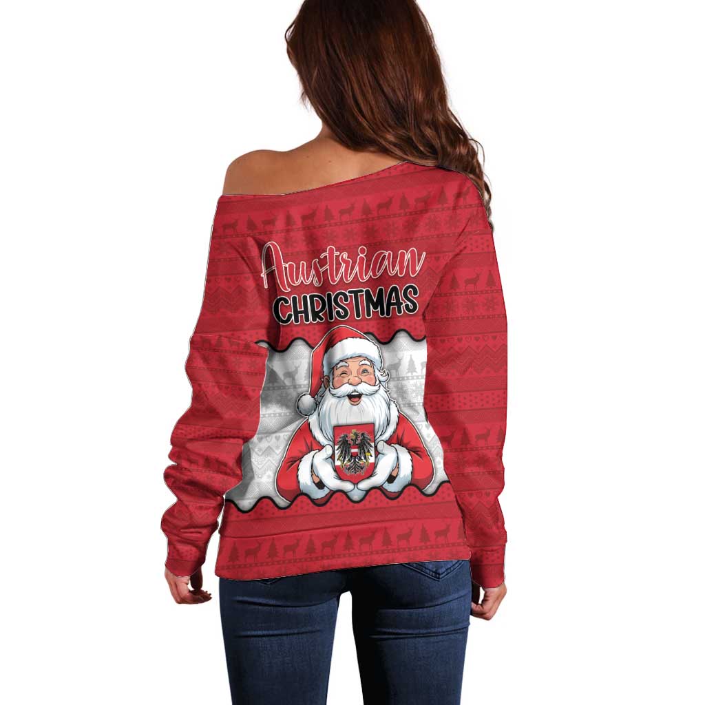 Austria Christmas Off Shoulder Sweater Santa Is Favorite Austrian - Wonder Print Shop