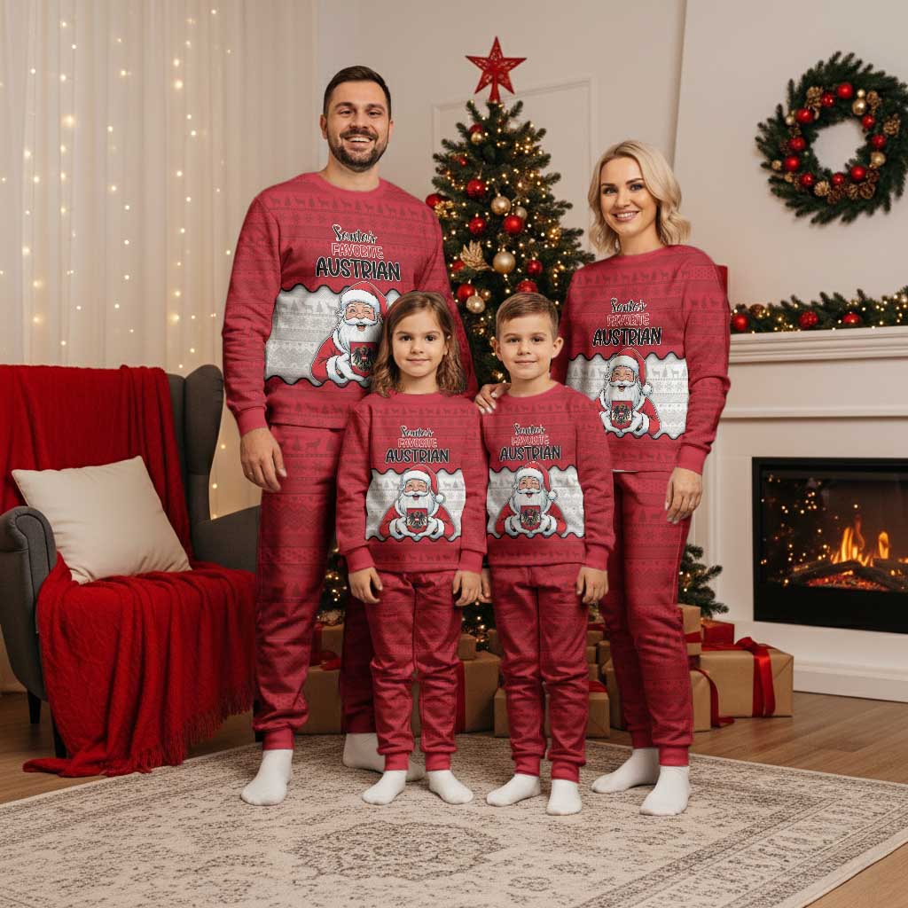 Austria Christmas Pajama Set Santa Is Favorite Austrian - Wonder Print Shop