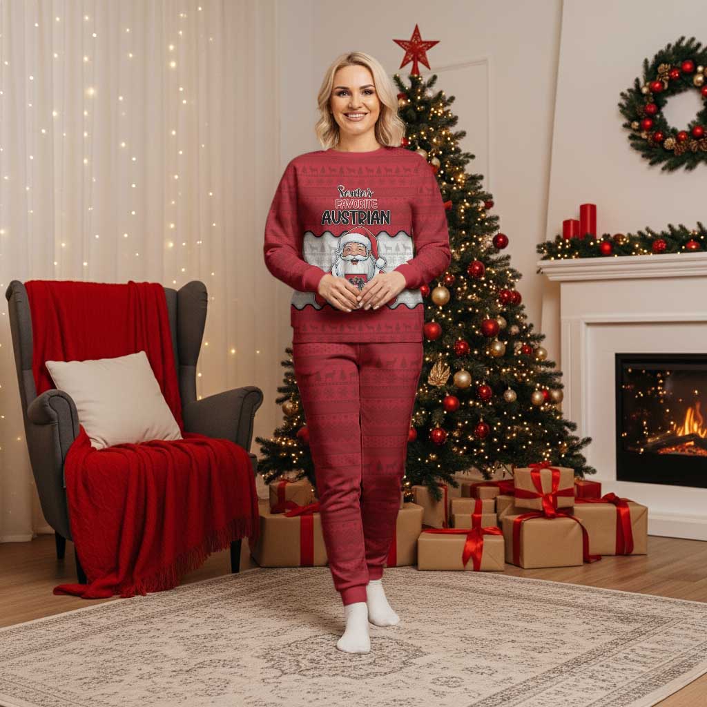 Austria Christmas Pajama Set Santa Is Favorite Austrian - Wonder Print Shop