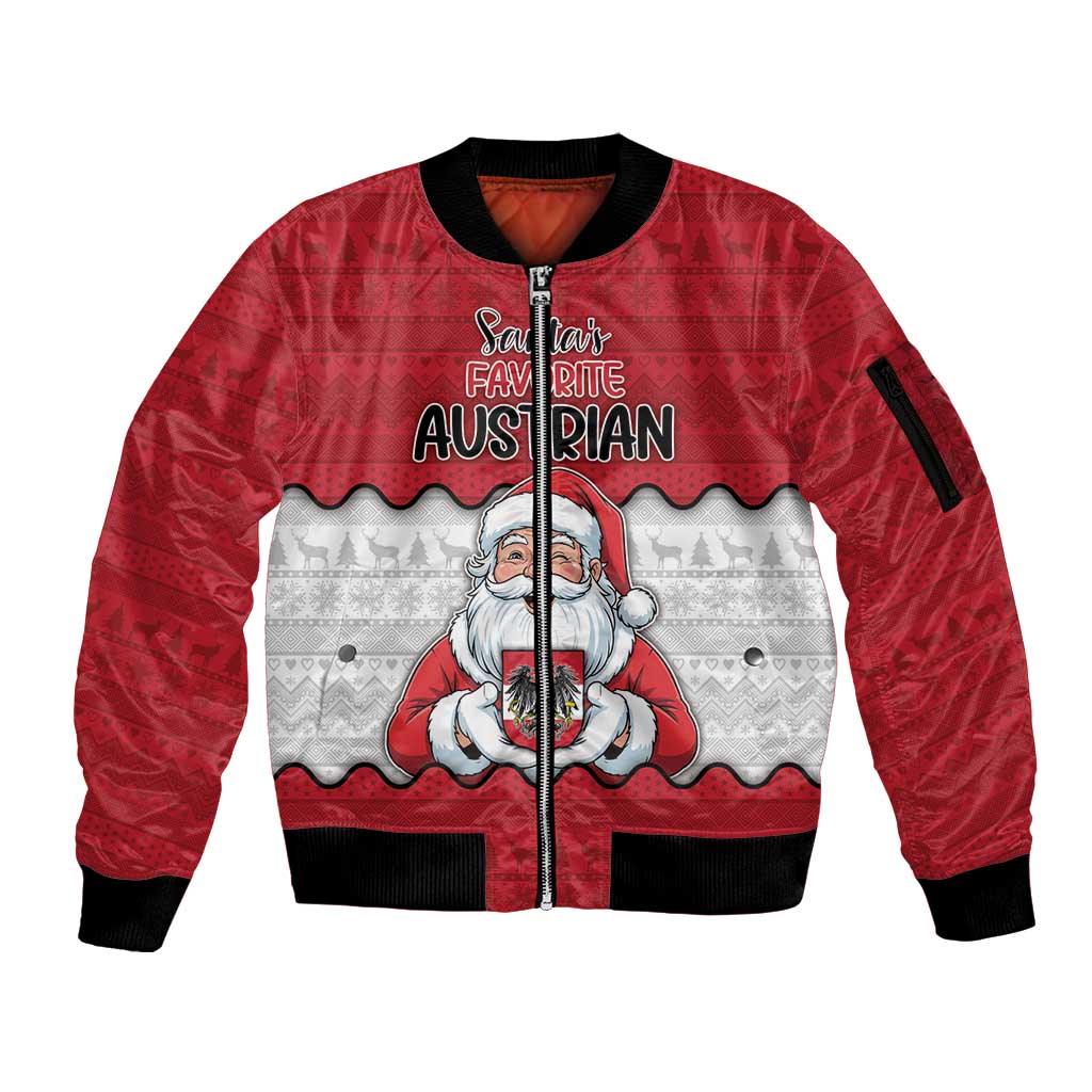 Austria Christmas Sleeve Zip Bomber Jacket Santa Is Favorite Austrian - Wonder Print Shop