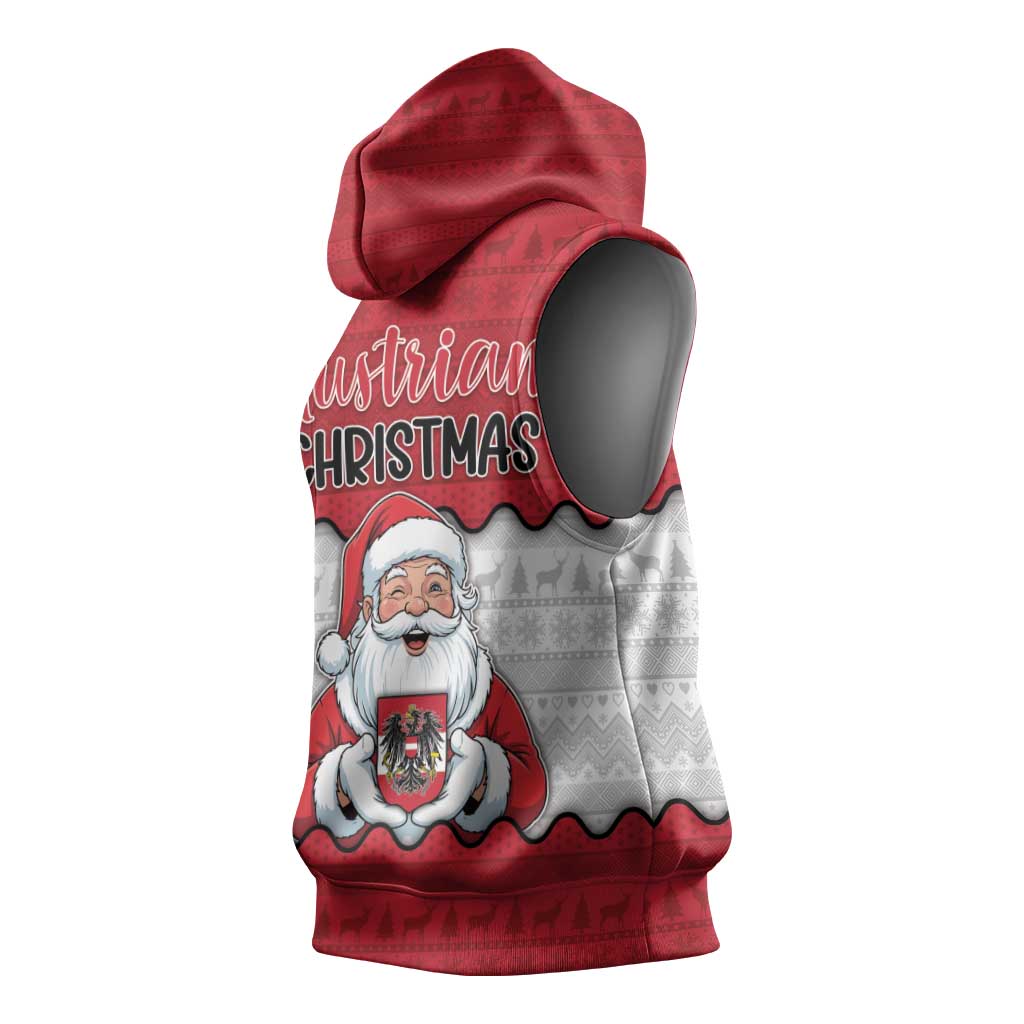 Austria Christmas Sleeveless Hoodie Santa Is Favorite Austrian - Wonder Print Shop