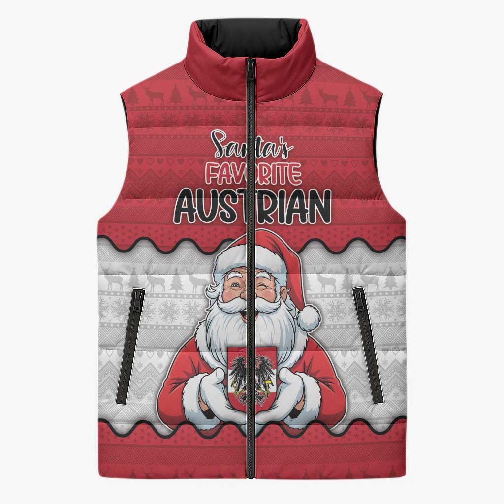 Austria Christmas Sleeveless Puffer Jacket Santa Is Favorite Austrian - Wonder Print Shop