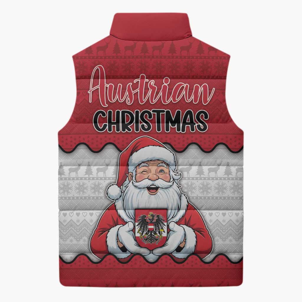 Austria Christmas Sleeveless Puffer Jacket Santa Is Favorite Austrian - Wonder Print Shop