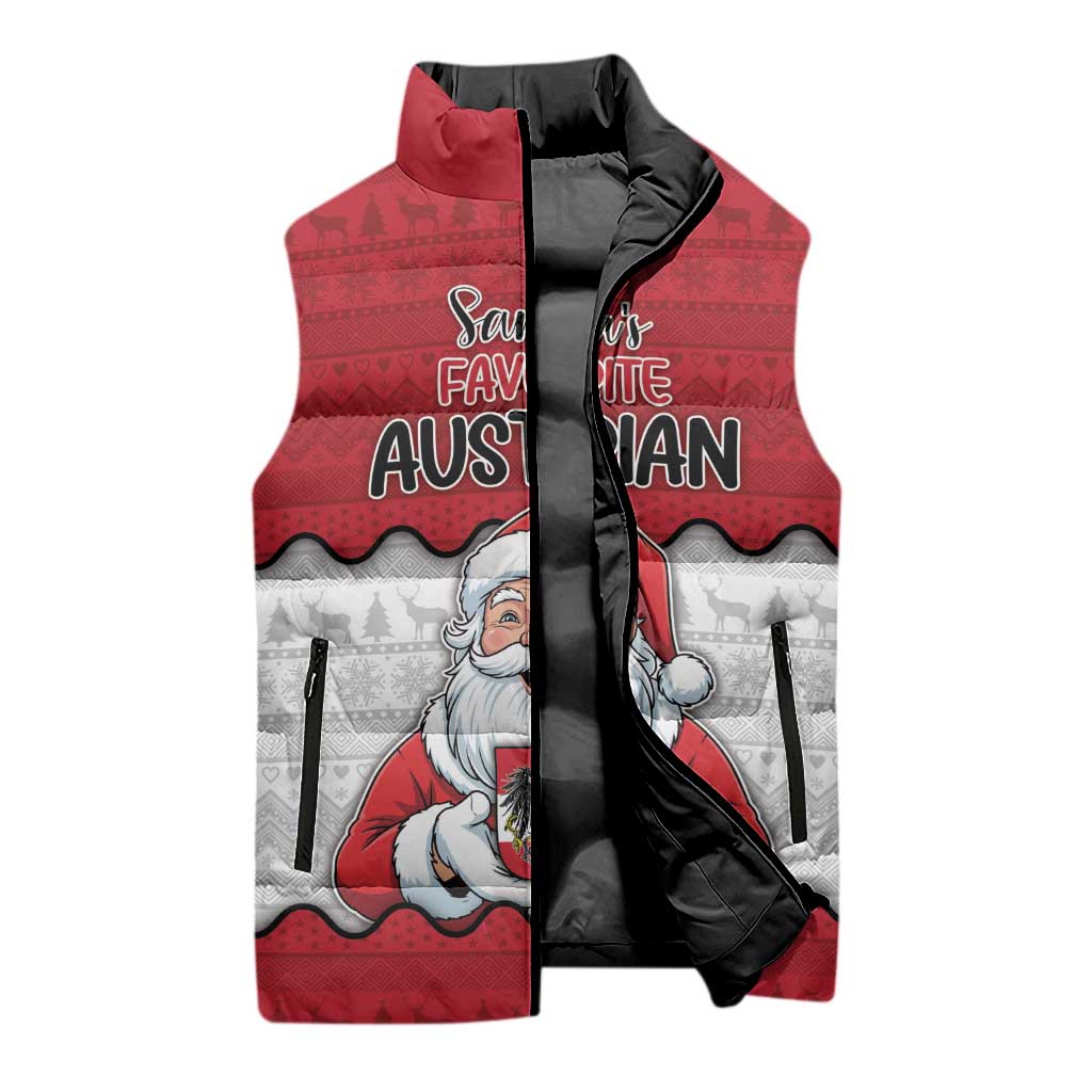 Austria Christmas Sleeveless Puffer Jacket Santa Is Favorite Austrian - Wonder Print Shop