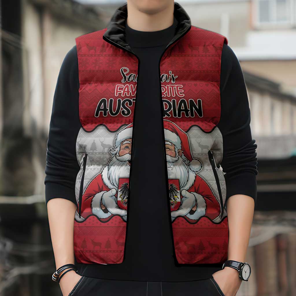 Austria Christmas Sleeveless Puffer Jacket Santa Is Favorite Austrian - Wonder Print Shop