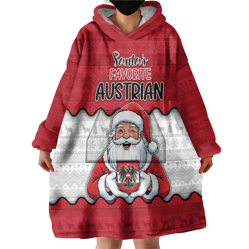 Austria Christmas Wearable Blanket Hoodie Santa Is Favorite Austrian - Wonder Print Shop