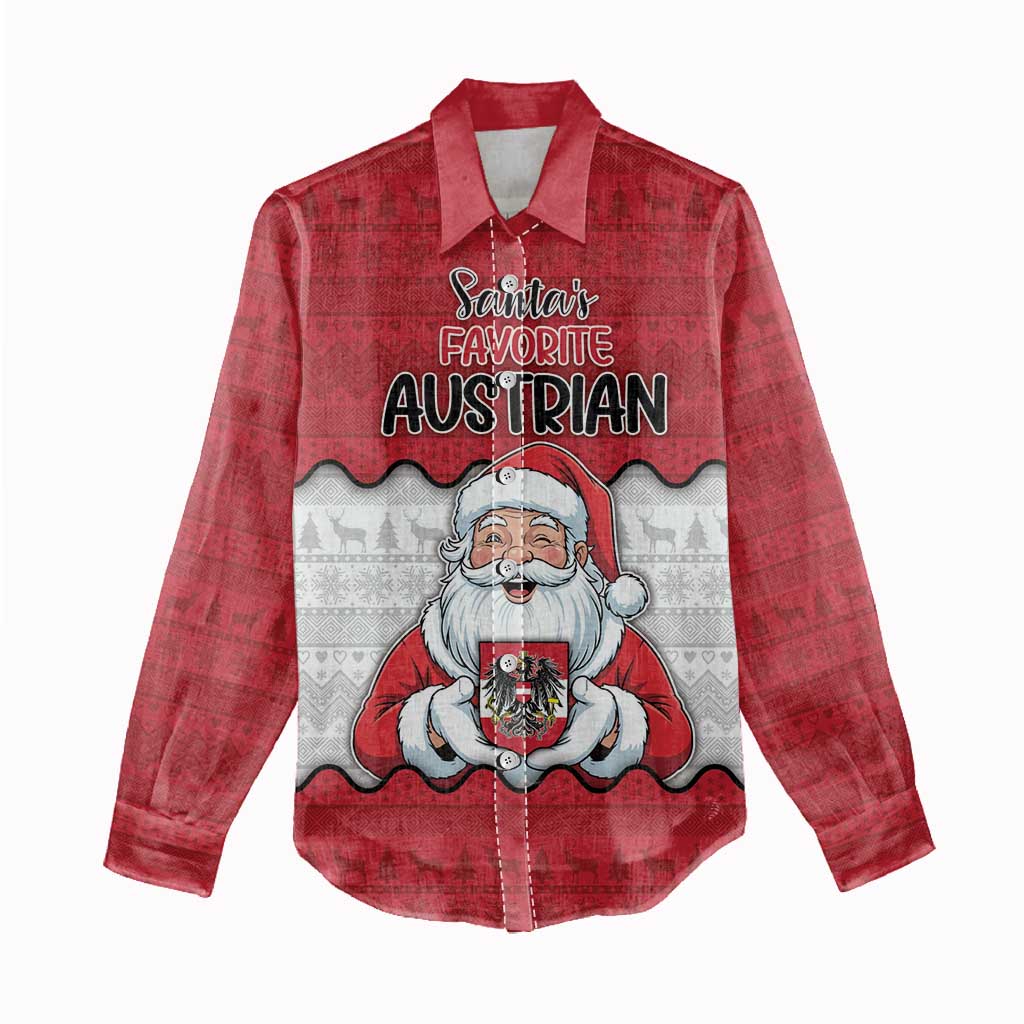 Austria Christmas Women Casual Shirt Santa Is Favorite Austrian - Wonder Print Shop