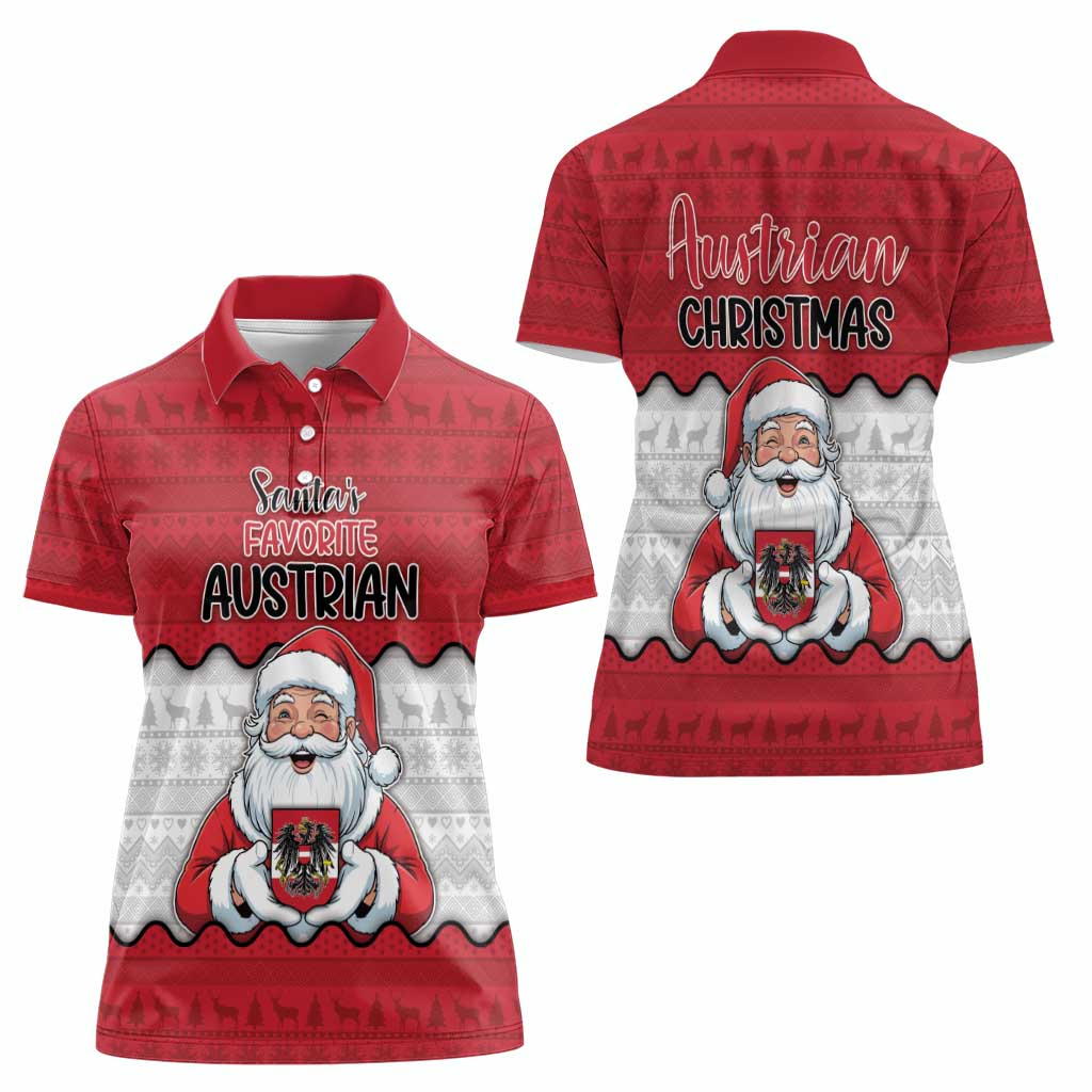 Austria Christmas Women Polo Shirt Santa Is Favorite Austrian - Wonder Print Shop
