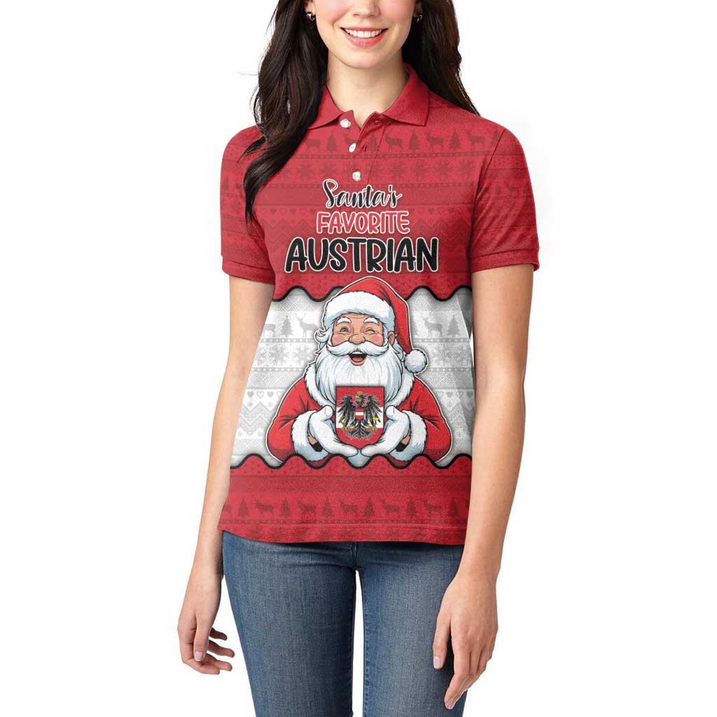 Austria Christmas Women Polo Shirt Santa Is Favorite Austrian - Wonder Print Shop
