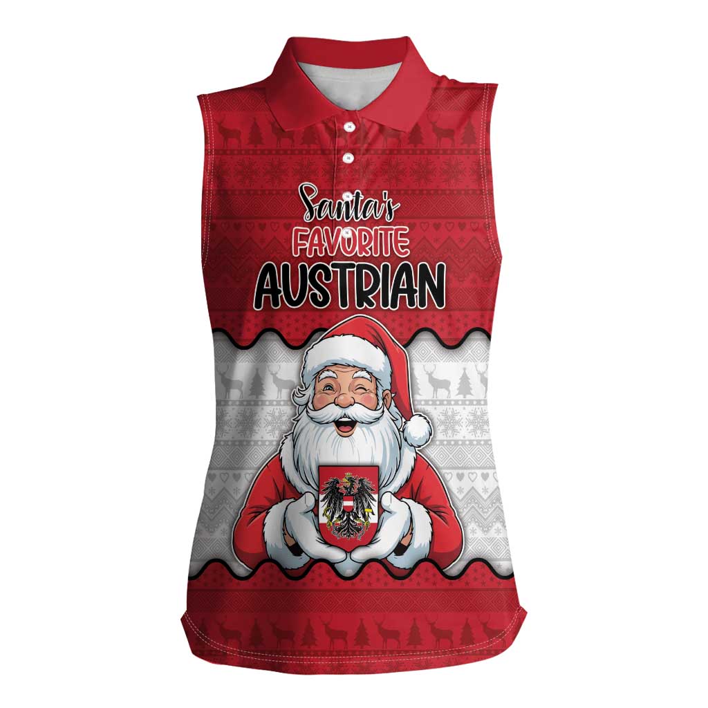 Austria Christmas Women Sleeveless Polo Shirt Santa Is Favorite Austrian - Wonder Print Shop