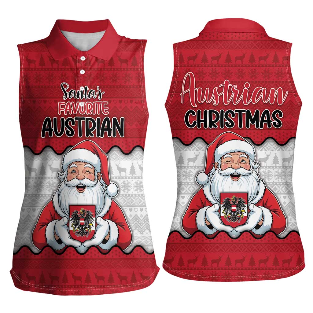 Austria Christmas Women Sleeveless Polo Shirt Santa Is Favorite Austrian - Wonder Print Shop