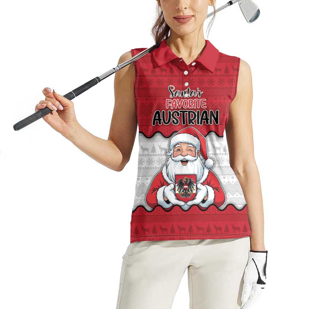 Austria Christmas Women Sleeveless Polo Shirt Santa Is Favorite Austrian - Wonder Print Shop