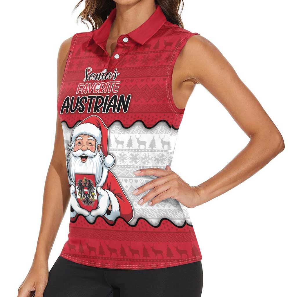 Austria Christmas Women Sleeveless Polo Shirt Santa Is Favorite Austrian - Wonder Print Shop