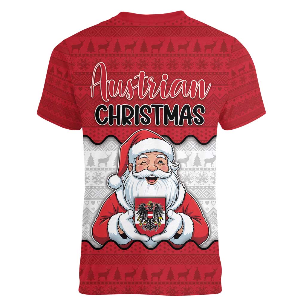 Austria Christmas Women V-Neck T-Shirt Santa Is Favorite Austrian - Wonder Print Shop