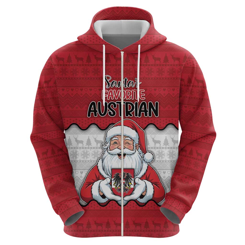 Austria Christmas Zip Hoodie Santa Is Favorite Austrian - Wonder Print Shop