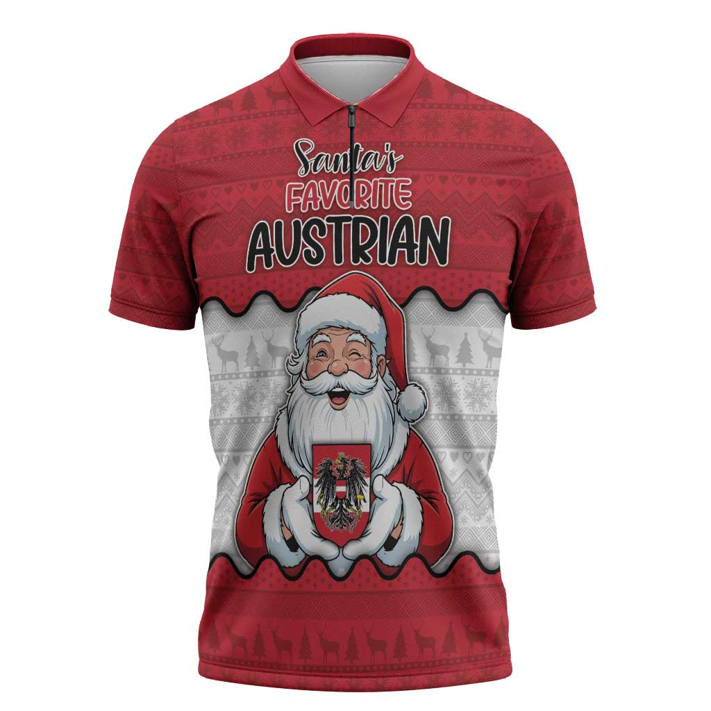 Austria Christmas Zipper Polo Shirt Santa Is Favorite Austrian - Wonder Print Shop