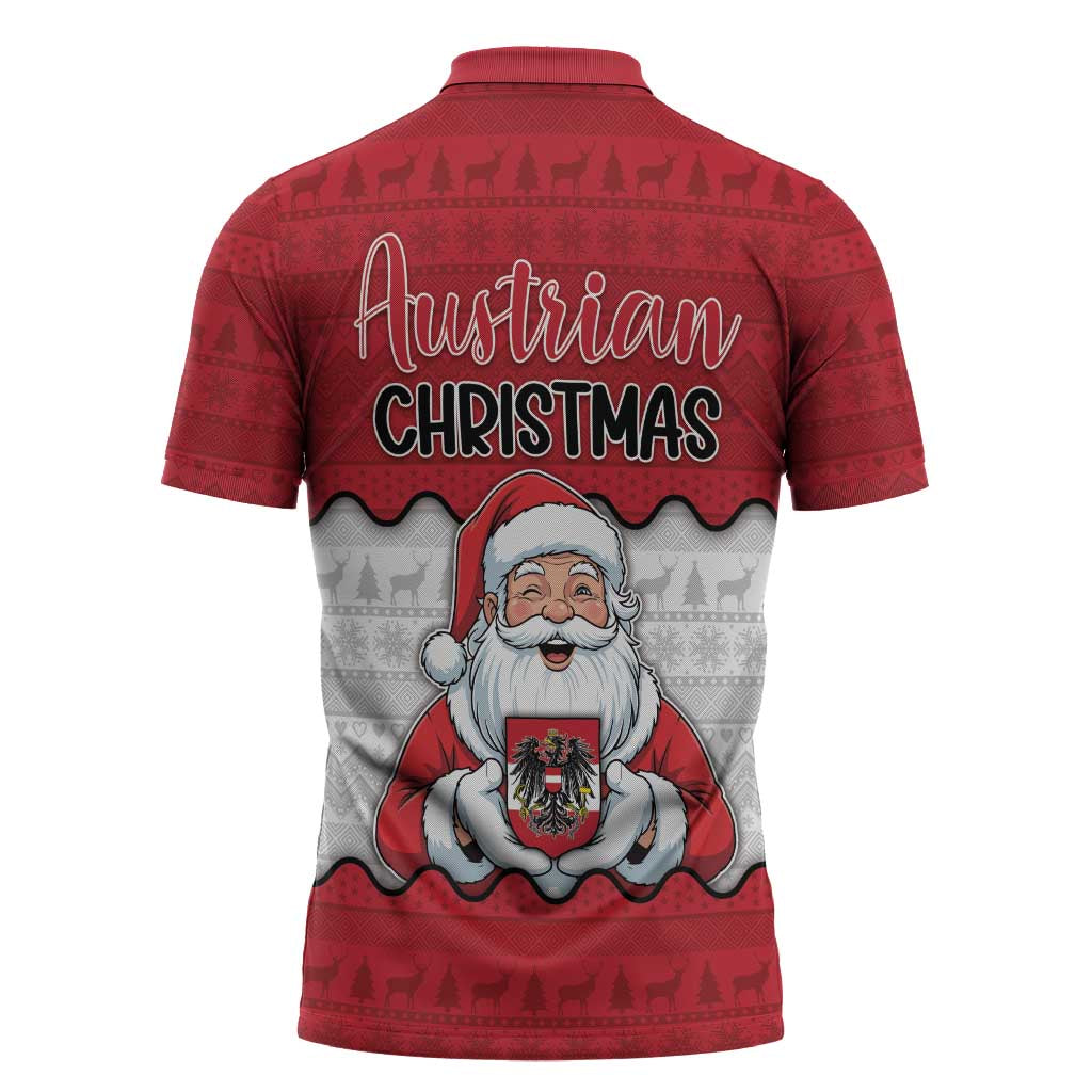 Austria Christmas Zipper Polo Shirt Santa Is Favorite Austrian - Wonder Print Shop