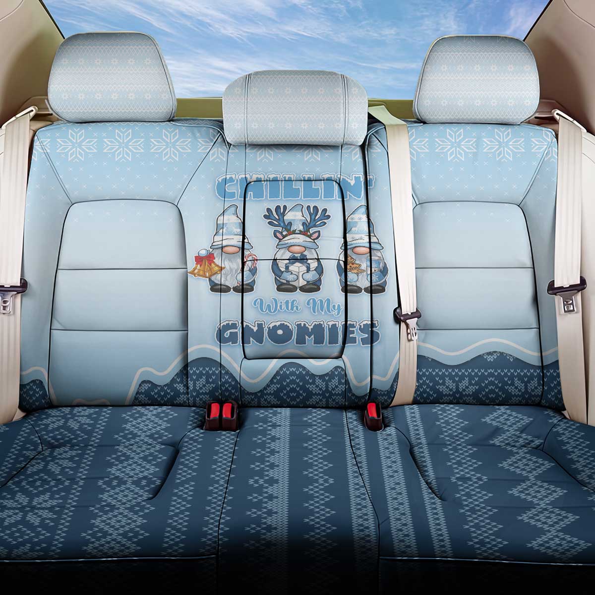 Chillin With My Gnomies Back Car Seat Cover Merry Christmas - Wonder Print Shop