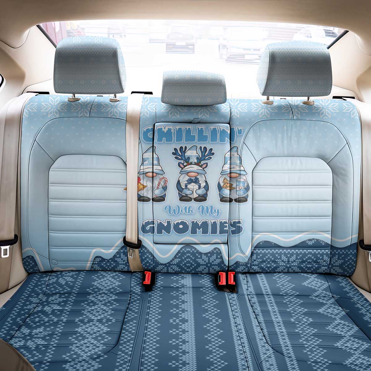 Chillin With My Gnomies Back Car Seat Cover Merry Christmas - Wonder Print Shop