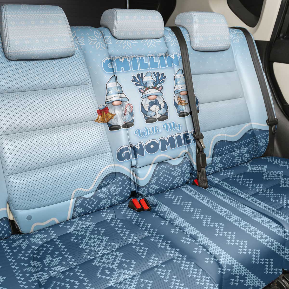 Chillin With My Gnomies Back Car Seat Cover Merry Christmas - Wonder Print Shop