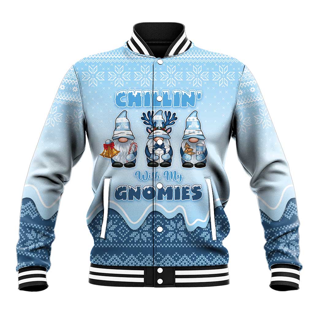 Chillin With My Gnomies Baseball Jacket Merry Christmas - Wonder Print Shop