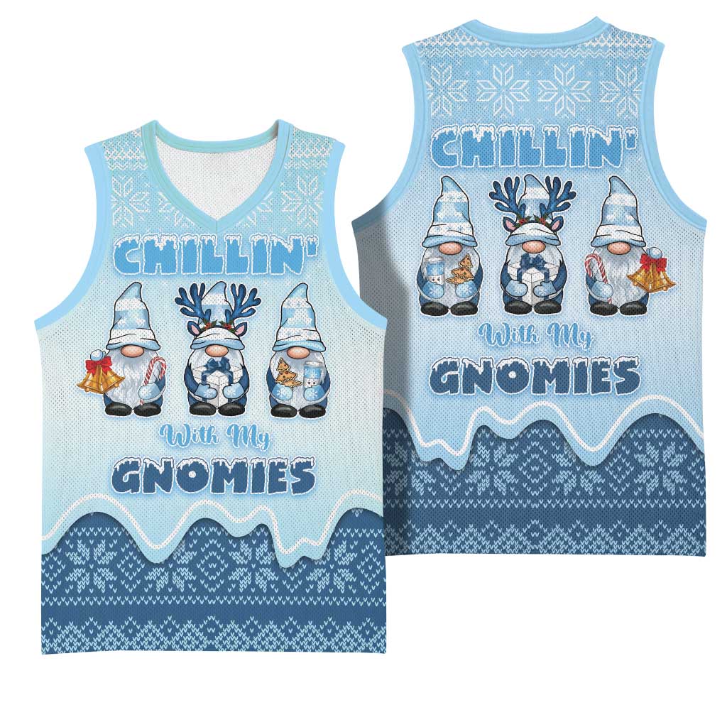 Chillin With My Gnomies Basketball Jersey Merry Christmas - Wonder Print Shop
