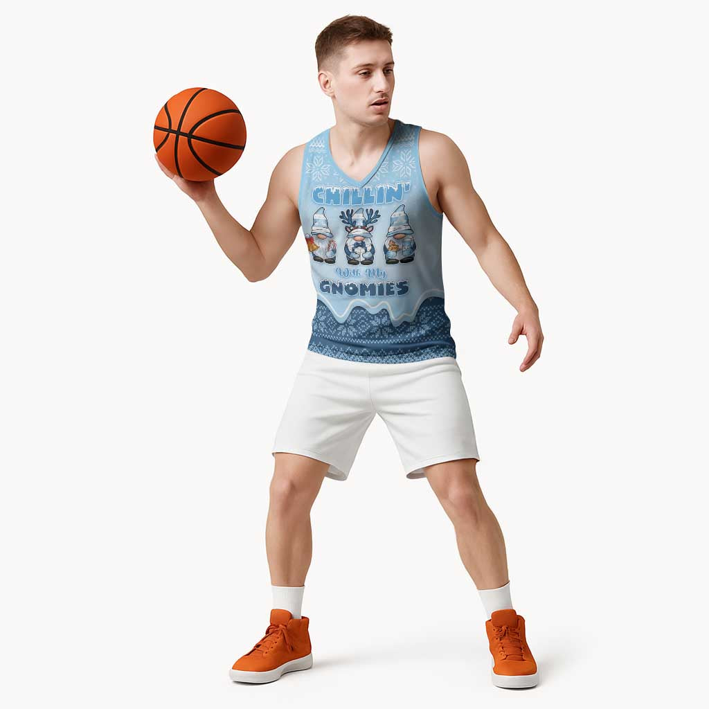 Chillin With My Gnomies Basketball Jersey Merry Christmas - Wonder Print Shop