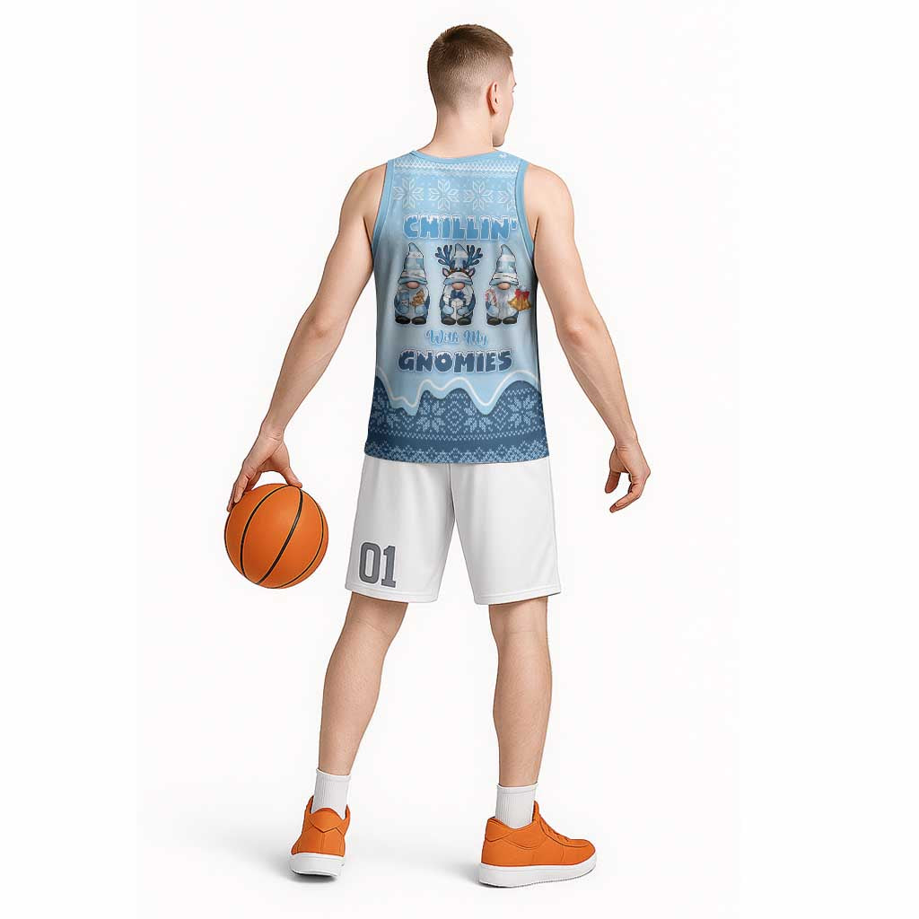 Chillin With My Gnomies Basketball Jersey Merry Christmas - Wonder Print Shop