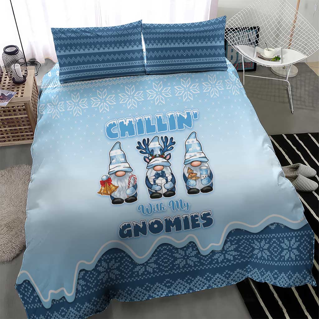 Chillin With My Gnomies Bedding Set Merry Christmas - Wonder Print Shop