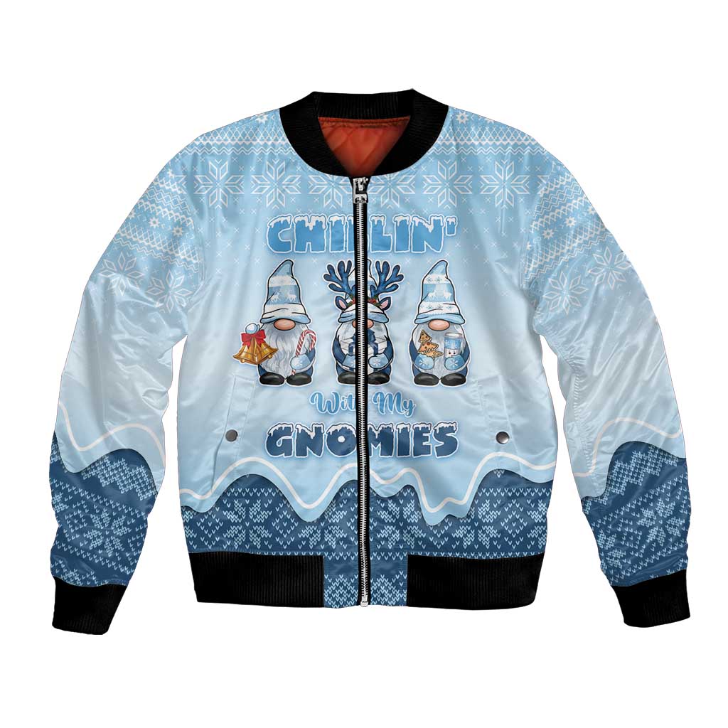 Chillin With My Gnomies Bomber Jacket Merry Christmas - Wonder Print Shop