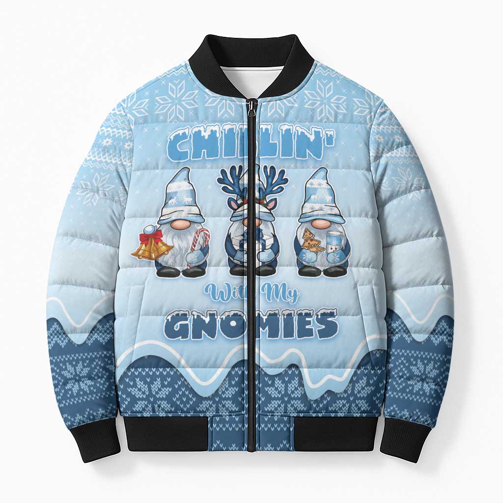Chillin With My Gnomies Bomber Puffer Jacket Merry Christmas - Wonder Print Shop