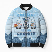 Chillin With My Gnomies Bomber Puffer Jacket Merry Christmas - Wonder Print Shop