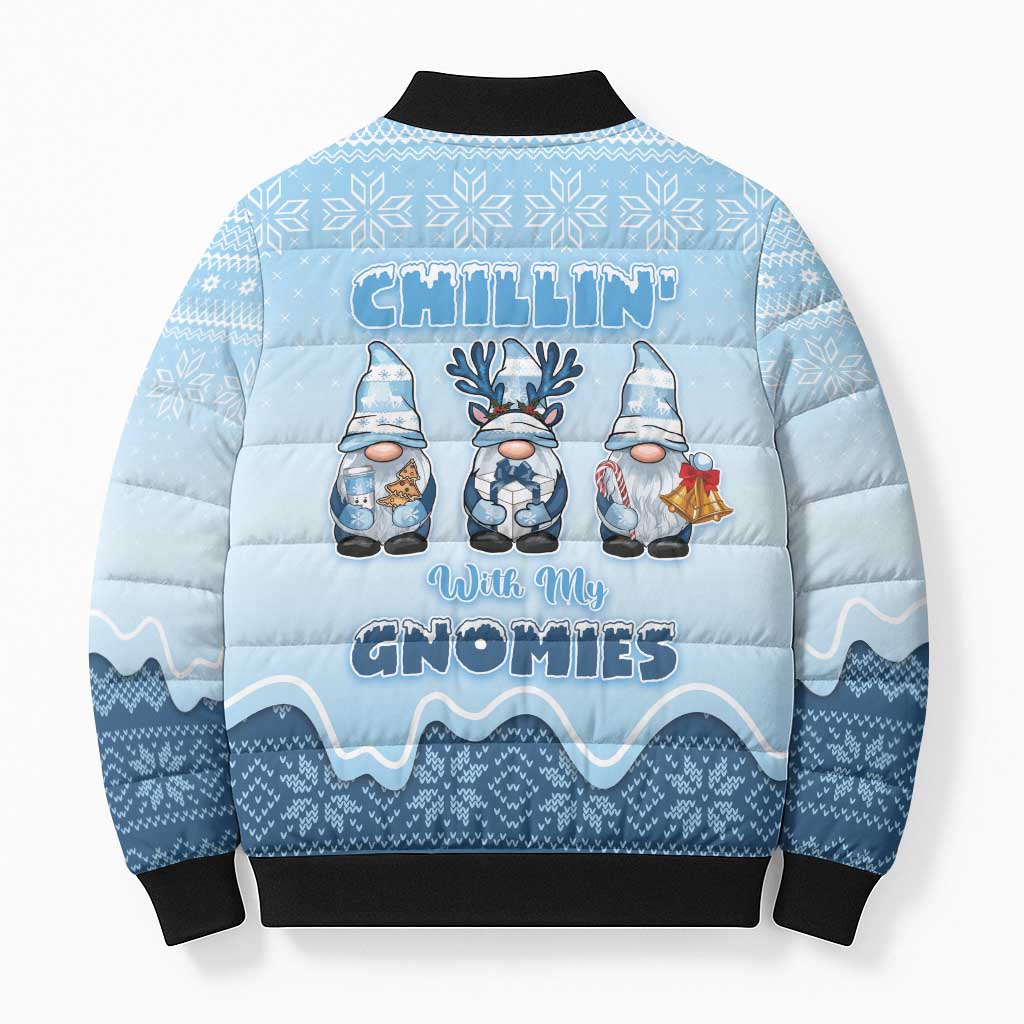 Chillin With My Gnomies Bomber Puffer Jacket Merry Christmas - Wonder Print Shop