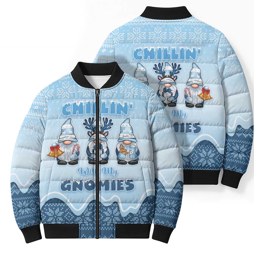 Chillin With My Gnomies Bomber Puffer Jacket Merry Christmas - Wonder Print Shop