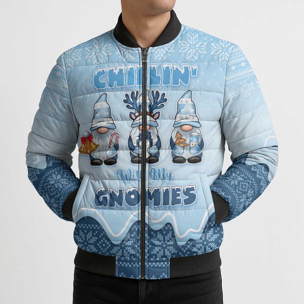 Chillin With My Gnomies Bomber Puffer Jacket Merry Christmas - Wonder Print Shop
