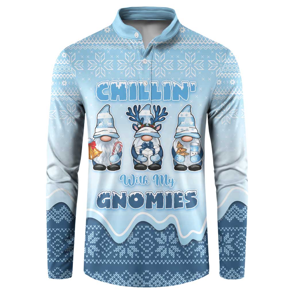 Chillin With My Gnomies Button Sweatshirt Merry Christmas - Wonder Print Shop