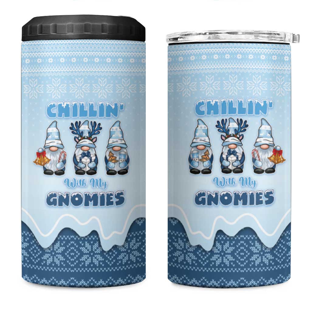 Chillin With My Gnomies 4 in 1 Can Cooler Tumbler Merry Christmas - Wonder Print Shop