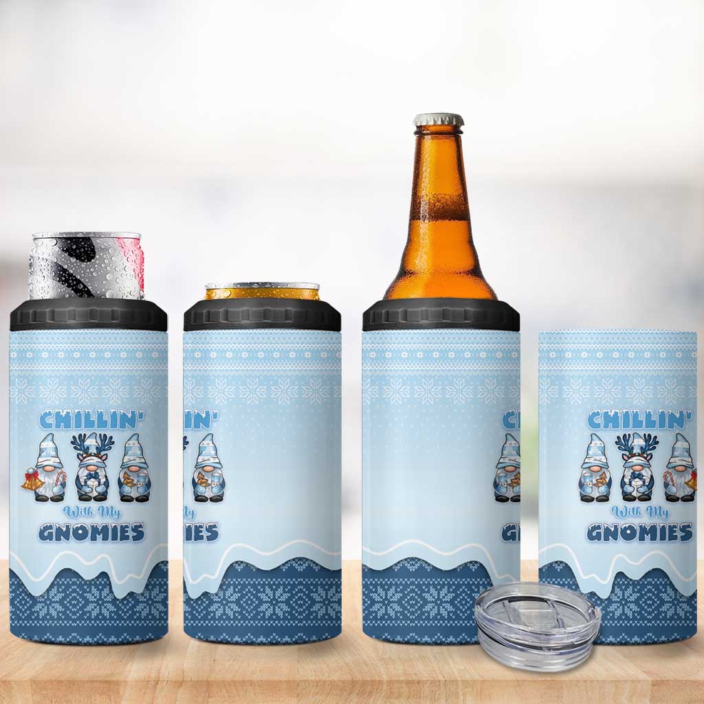 Chillin With My Gnomies 4 in 1 Can Cooler Tumbler Merry Christmas - Wonder Print Shop