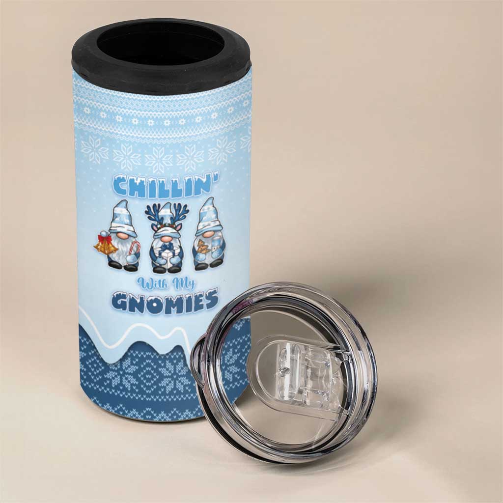 Chillin With My Gnomies 4 in 1 Can Cooler Tumbler Merry Christmas - Wonder Print Shop