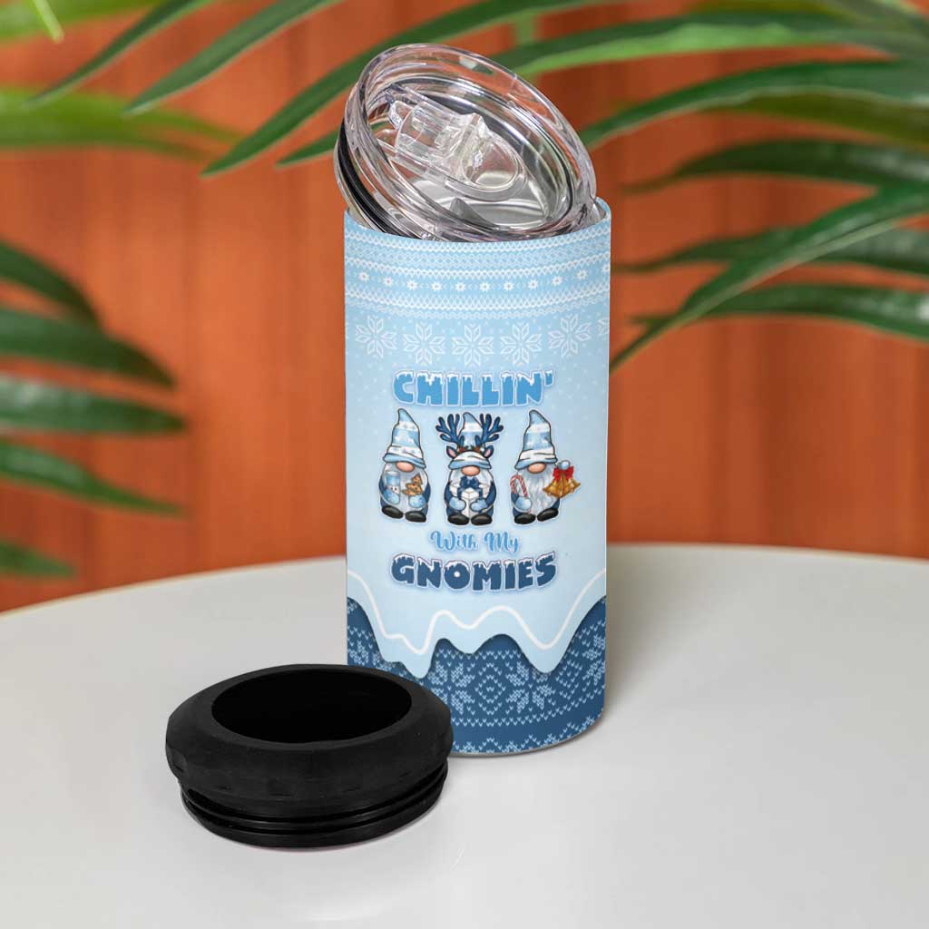 Chillin With My Gnomies 4 in 1 Can Cooler Tumbler Merry Christmas - Wonder Print Shop