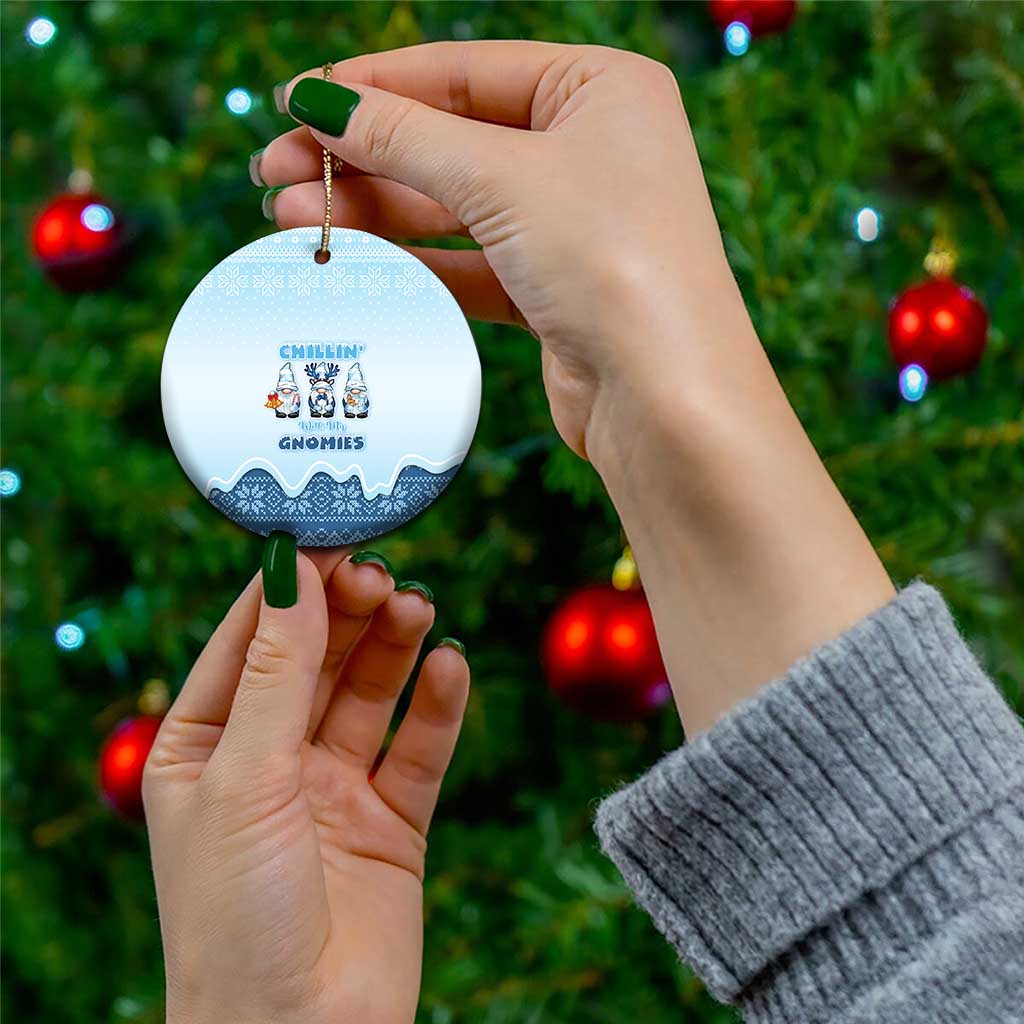 Chillin With My Gnomies Ceramic Ornament Merry Christmas - Wonder Print Shop