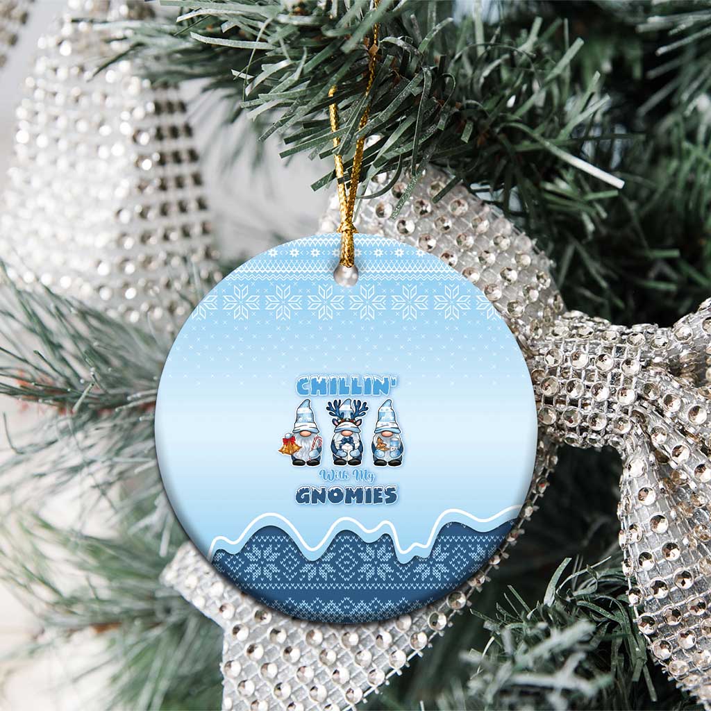 Chillin With My Gnomies Ceramic Ornament Merry Christmas - Wonder Print Shop