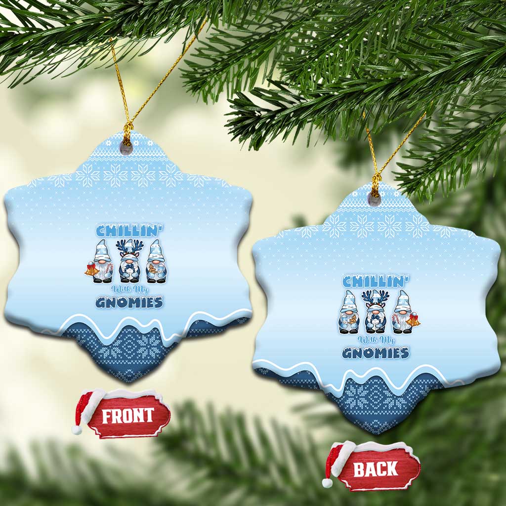 Chillin With My Gnomies Ceramic Ornament Merry Christmas - Wonder Print Shop