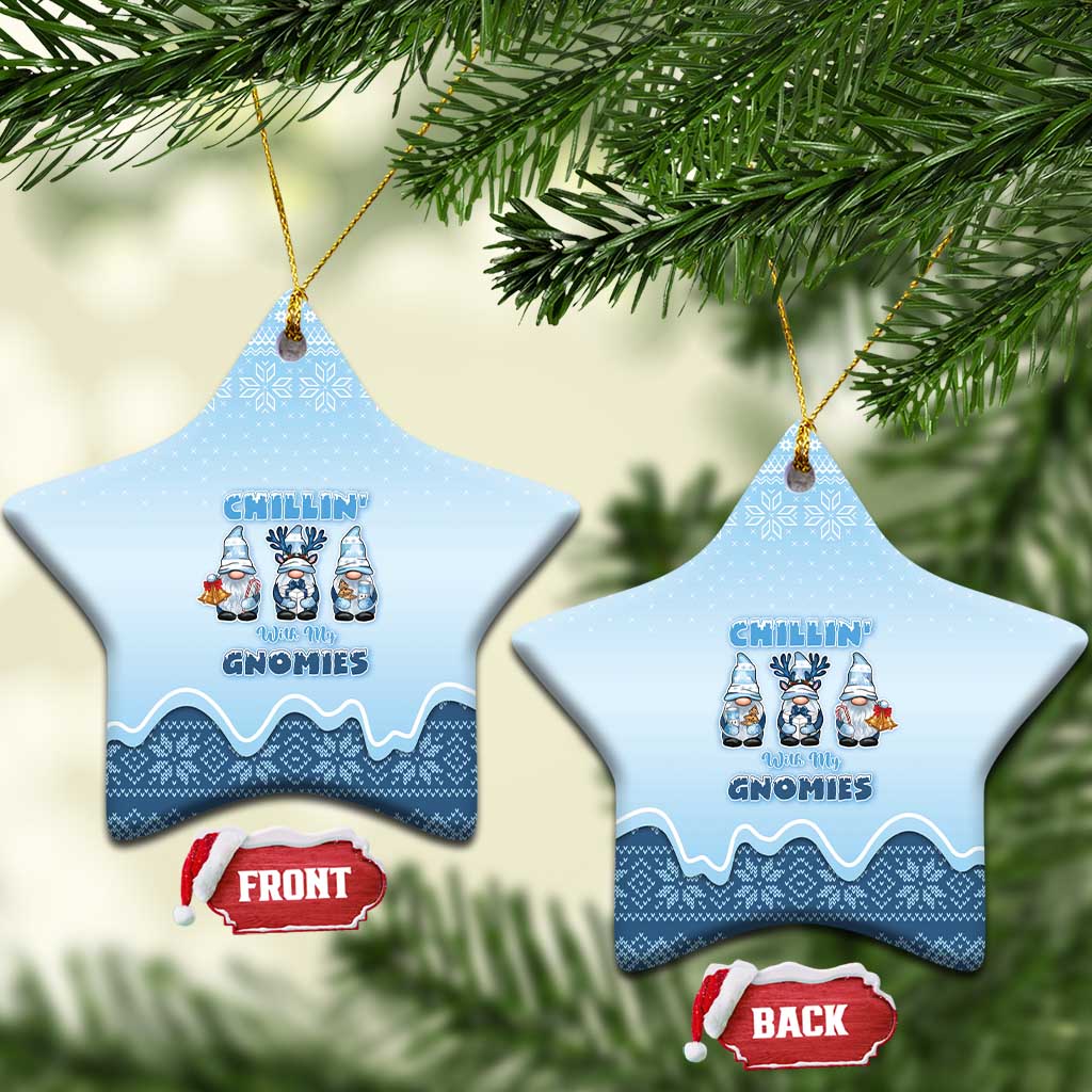 Chillin With My Gnomies Ceramic Ornament Merry Christmas - Wonder Print Shop