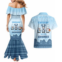 Chillin With My Gnomies Couples Matching Mermaid Dress and Hawaiian Shirt Merry Christmas - Wonder Print Shop