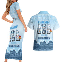 Chillin With My Gnomies Couples Matching Short Sleeve Bodycon Dress and Hawaiian Shirt Merry Christmas - Wonder Print Shop